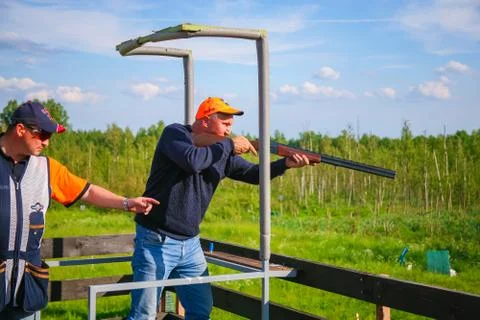 Athletes shoot at targets Foto stock