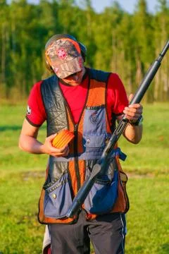Athletes shoot at targets Stock Photos