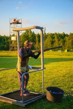 Athletes shoot at targets Stock Photos
