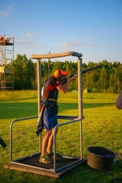 Athletes shoot at targets Foto stock