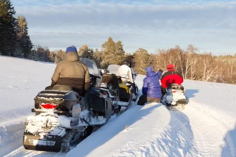 Athletes on a snowmobile Stock Photos