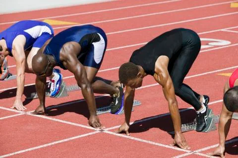 Athletes At The Starting Line Stock Photos