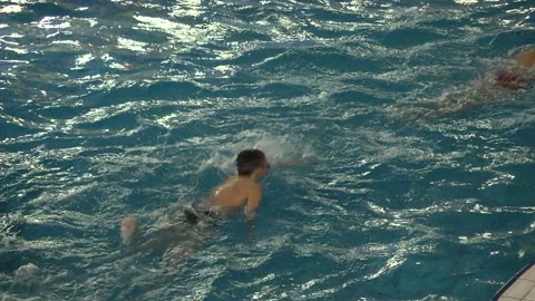 Athletes swim in the pool. Stock Footage 92817223