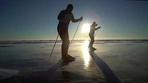 Athletes train at Lake Baikal. Stock Footage 76606799