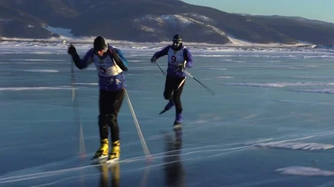 Athletes train at Lake Baikal. Stock Footage 79633593