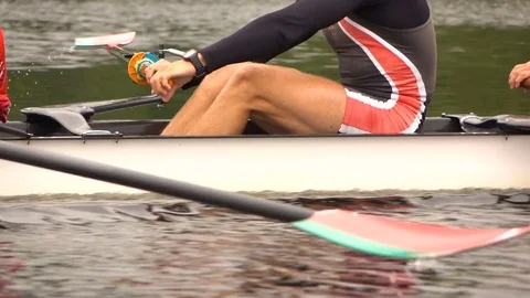 Athletes in training. Slow motion. Brest, Belarus, city rowing canal. Vidéo 77482866