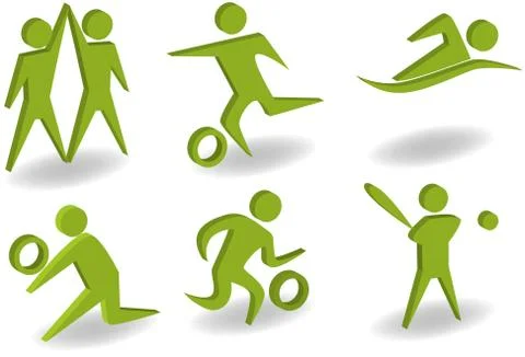 Athletic 3d icon set Stock Illustration