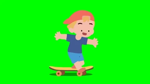 Athletic boy skiing or skating in park or street. Cycle loop 動画素材 285959816