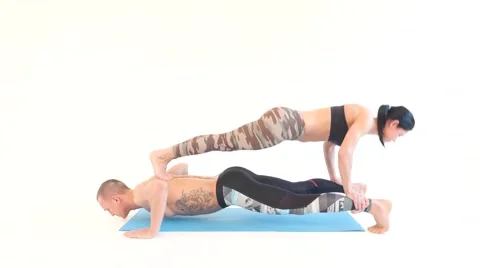 Athletic Couple Doing PushUps Stock Footage 60004314