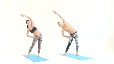 Athletic Couple Doing Stretching 스톡 동영상 60004588