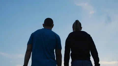 Athletic couple walking Stock Footage 100032338