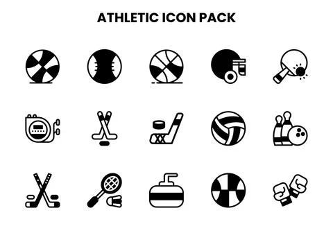 Athletic DuoTone Bundle Icons Pack Stock Illustration