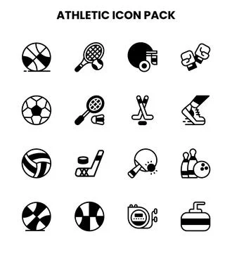 Athletic DuoTone Graphics Icons Pack Stock Illustration