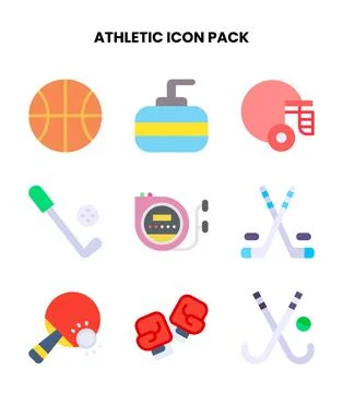 Athletic Flat Design Icons Pack Stock Illustration