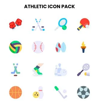 Athletic Flat Graphics Icons Pack Stock Illustration