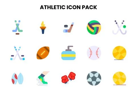 Athletic Flat Icons Pack Stock Illustration