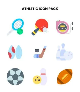 Athletic Flat Scalable Icons Pack Stock Illustration