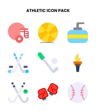 Athletic Flat UI Icons Pack Stock Illustration