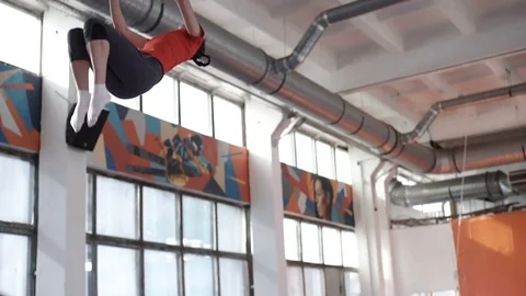 Athletic girl doing multiple backflips in slow motion Stock Footage 75104969