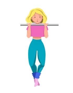 Athletic girl pulls up on the crossbar. Flat vector illustration for a sports Stock Illustration