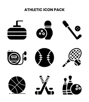 Athletic Glyph Bundle Icons Pack Stock Illustration