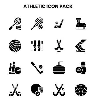 Athletic Glyph Icons Pack Stock Illustration