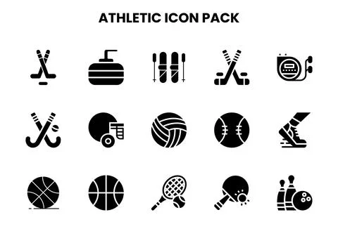 Athletic Glyph Icons Pack Illustrazione stock