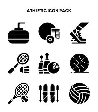 Athletic Glyph Vector Icons Pack Stock Illustration