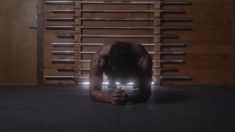 Athletic Guy Doing Plank In Gym On Floor Stock Footage 270323791