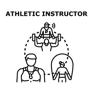 Athletic instructor training people performing physical exercises Stock Illustration