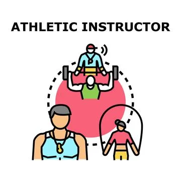 Athletic instructor training people performing physical exercises Stock Illustration