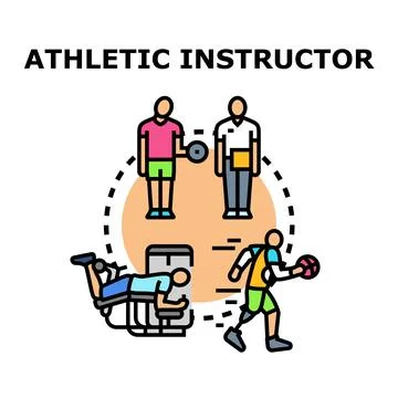 Athletic instructor vector concept illustrating trainer helping people achi.. Stock Illustration