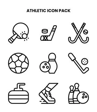 Athletic Line Graphics Icons Pack Illustrazione stock
