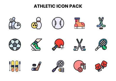 Athletic Lineal Color Bundle Icons Pack Ilustración de archivo