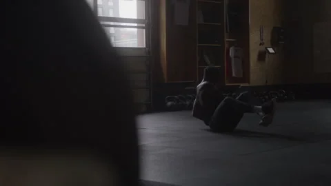 Athletic Man Doing Russian Twists In Gym Stock Footage 270324014