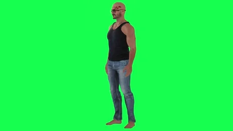 Athletic man in green screen with sunglasses and black sunglasses and leggings w Video stock 246416358