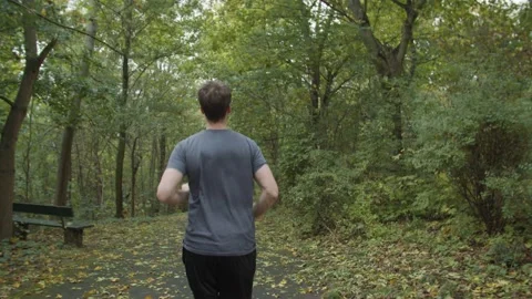 Athletic Man jogging in the Forest / Sport Vídeos de archivo 132865631