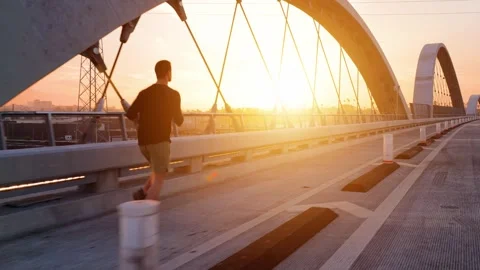 Athletic Man Jogging in Los Angeles Video stock 247402015