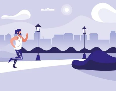 Athletic man running in the park Ilustración de archivo