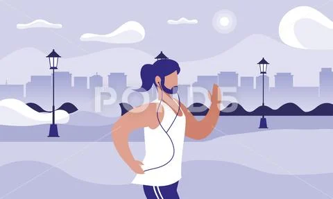 Athletic man running in the park Stock Illustration