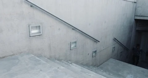 Athletic man running on stairs doing interval workout Stock Footage 70191443