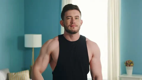 Athletic Man Showing "Likes" Stock Footage 138513732