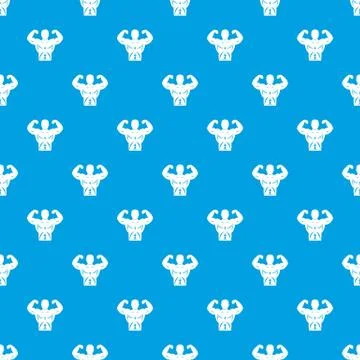 Athletic man torso pattern seamless blue Stock Illustration