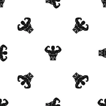 Athletic man torso pattern seamless black Stock Illustration