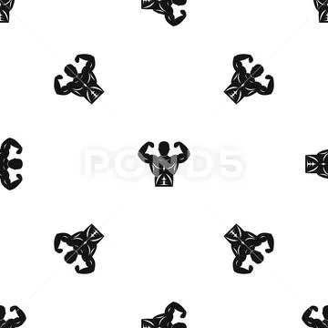 Athletic man torso pattern seamless black Stock Illustration