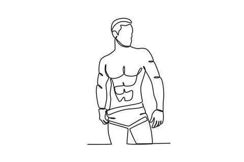 An athletic man turned his head to the side Stock Illustration