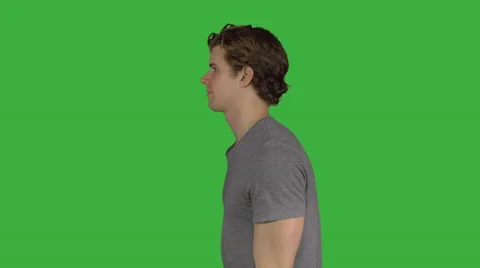 Athletic man turns to camera (Green Key) Stock Footage 64872884