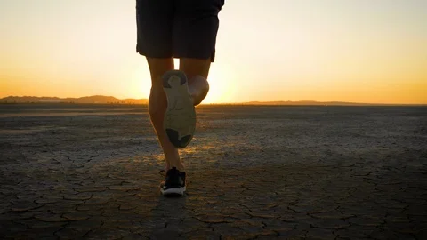 Athletic man working out with battle ropes on a dry lake at sunset Vídeo Stock 117408252
