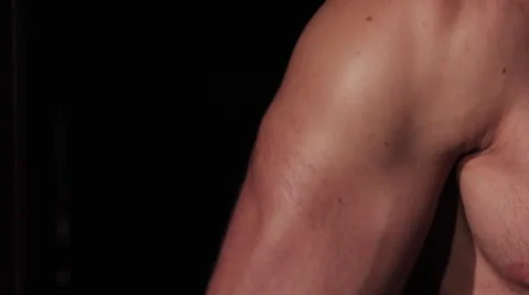 Athletic man working out at the gym, hands Stock Footage 62758865