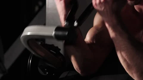 Athletic man working out at the gym, biceps 스톡 동영상 62758883